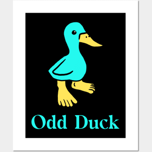 Blue Odd Duck with Human Feet Posters and Art